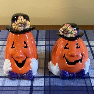Fitz and Floyd Pumpkin Salt Pepper Shakers